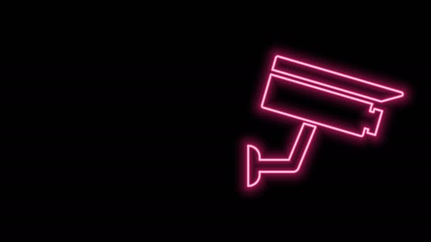 Świecąca neonowa ikona kamery na czarnym tle. 4K Animacja graficzna ruchu wideo - Materiał filmowy, wideo
