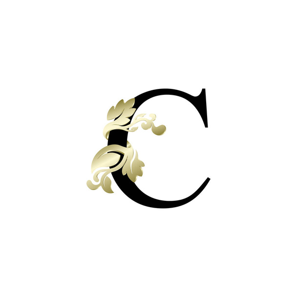 initial letter luxury overlapping ornament gold color - Vector, Image