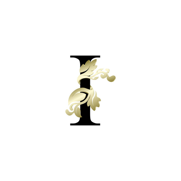 αρχικό γράμμα πολυτελείας επικάλυψη στολίδι χρυσό χρώμα - Διάνυσμα, εικόνα