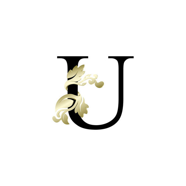 initial letter luxury overlapping ornament gold color - Vector, Image