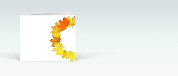 Красивый осенний фон с желтыми и красными листьями. - Фото, изображение