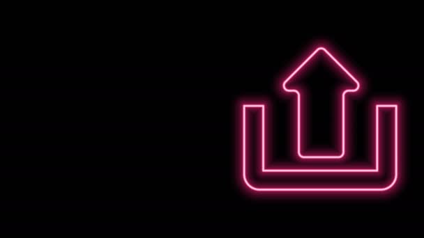 Linea neon incandescente Icona di caricamento isolata su sfondo nero. Freccia alta. Animazione grafica 4K Video motion - Filmati, video