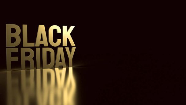 O texto Black Friday ouro no fundo preto para compras de férias de renderização 3d. - Foto, Imagem