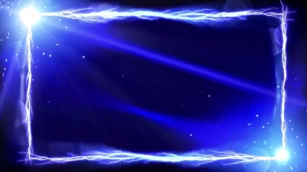 濃い青の背景に光の稲妻のフレーム-アニメ - 映像、動画