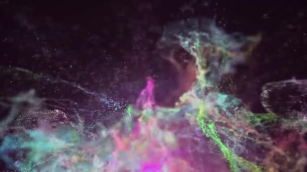 Coloridas partículas de polvo de hadas moviéndose en la oscuridad - animación - Imágenes, Vídeo