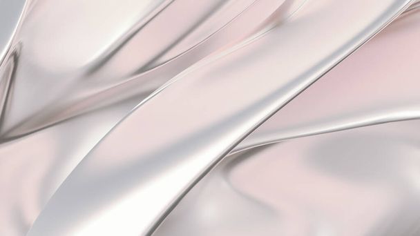 Luxurious silver background with satin drapery. 3d rendering, 3d illustration. - Foto, afbeelding