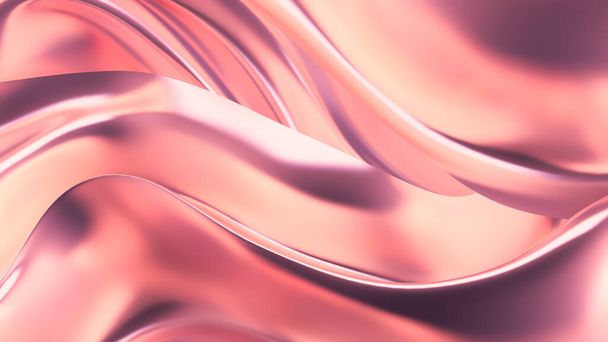 Luxurious pink background with satin drapery. 3d rendering, 3d illustration. - 写真・画像