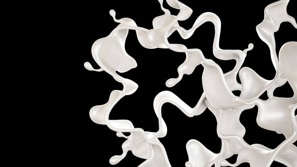 A splash of milk on a black background. 3d rendering, 3d illustration. - Foto, Bild