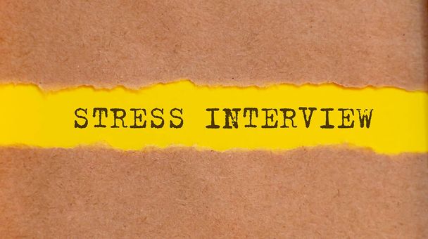 STRESS INTERVIEW zpráva napsaná pod roztrhaným papírem. Obchod, technologie, internetový koncept. - Fotografie, Obrázek