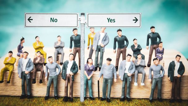 Straßenschild weist den Weg nach Ja gegen Nein - Foto, Bild