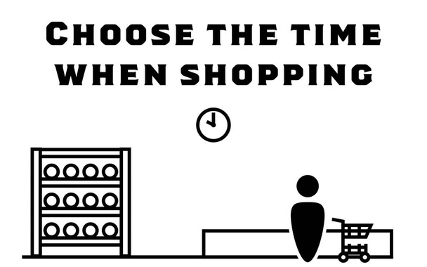 Çok az insanın olduğu bir dönemde alışveriş yapmak için simge illüstrasyonu - Vektör, Görsel