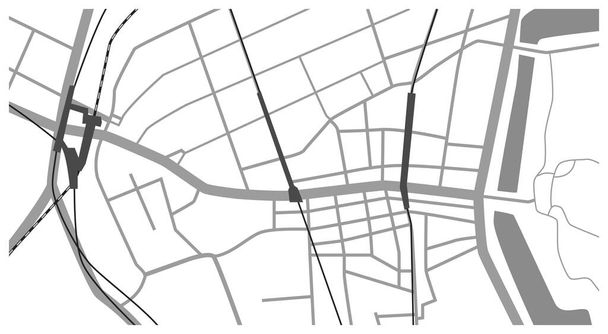 Gedetailleerde kaart rond Tokyo Shinjuku Yotsuya Kaart vector illustratie Materiaal Zwart-wit - Vector, afbeelding
