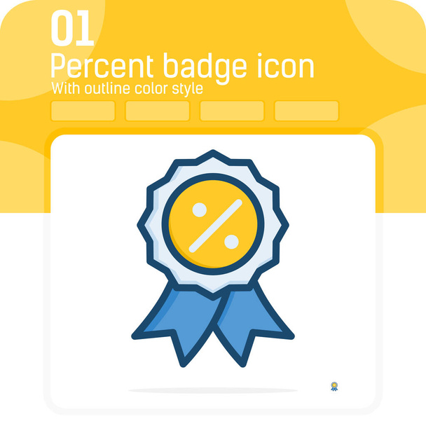 percent badge premiun icon with outline color style isolated on white background. Vector illustration symbol icon design for websites, mobile apps, UI, UX, business and all project. EPS file - Vector, Image