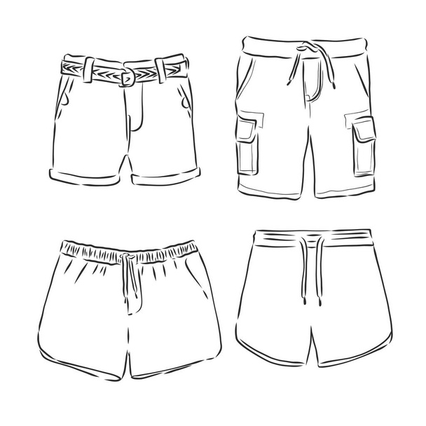 Vector ilustración de pantalones. Vistas frontales y laterales. - Vector, imagen