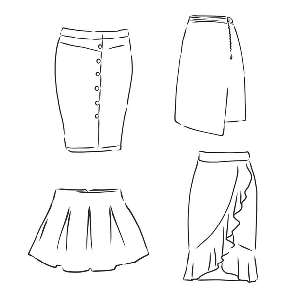 Skirt hand drawn vector illustration black on white line, skirt, vector sketch illustration - ベクター画像