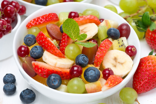 delicious fruit and berry salad, top view - Photo, Image