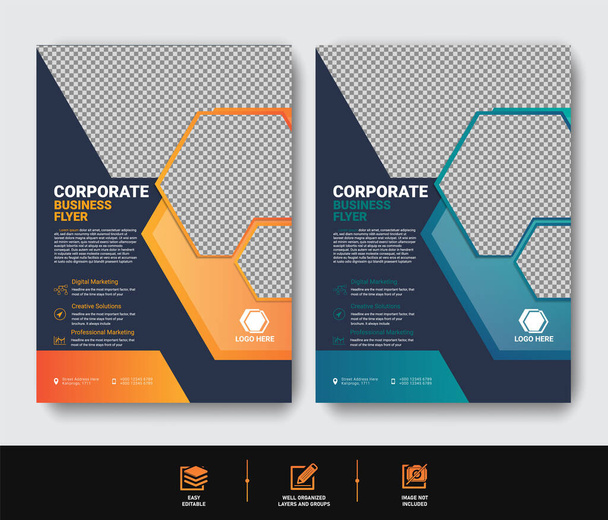 Conjunto de plantillas de folleto de negocios para portada corporativa - Vector, Imagen
