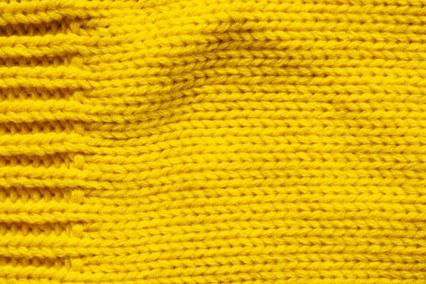 Yellow knitting wool texture background - Foto, afbeelding