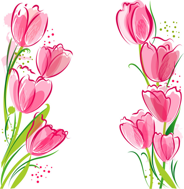 Tulips in watercolor style - Вектор,изображение