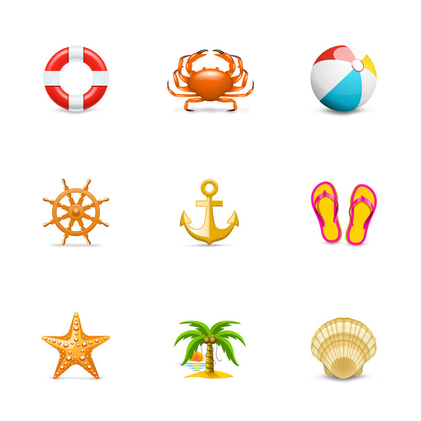 Vacation and sea icons - Vector, Image