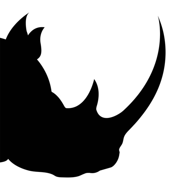 Silueta negra de una cabeza de rinoceronte. El herbívoro de África. Ilustración aislada vectorial. - Vector, imagen