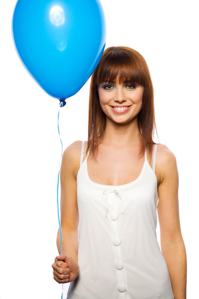 Smiling woman with ballon - Zdjęcie, obraz