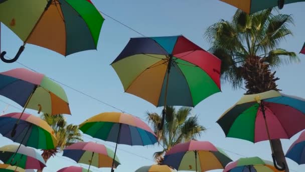 Dekorativní barevné deštníky - Záběry, video