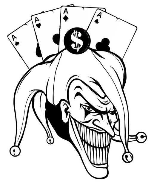 Vector fantasy illustration of a joker vampire zombie wearing a clown hat - Vector, Image