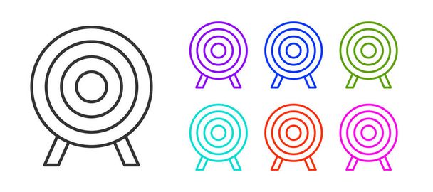 Black line Target sport icon isolated on white background. Clean target with numbers for shooting range or shooting. Set icons colorful. Vector. - Vector, Image