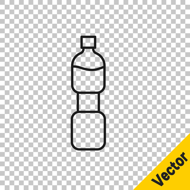 Черная линия Бутылка воды иконка изолированы на прозрачном фоне. Знак напитка с содовой. Вектор. - Вектор,изображение