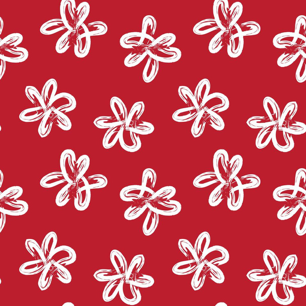 Červené květinové tahy štětcem bezešvé vzor pozadí pro módní potisky, grafiku, pozadí a řemesla - Vektor, obrázek