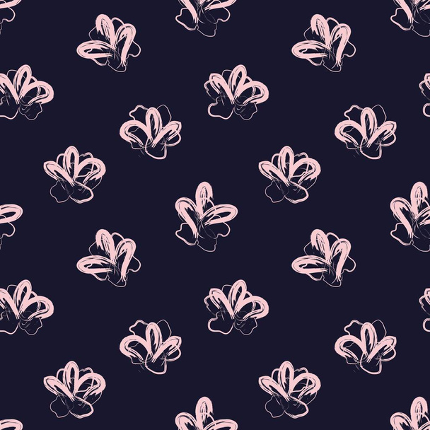 Rosa und Navy Floral Pinselstriche nahtloser Musterhintergrund für Modedrucke, Grafiken, Hintergründe und Kunsthandwerk - Vektor, Bild