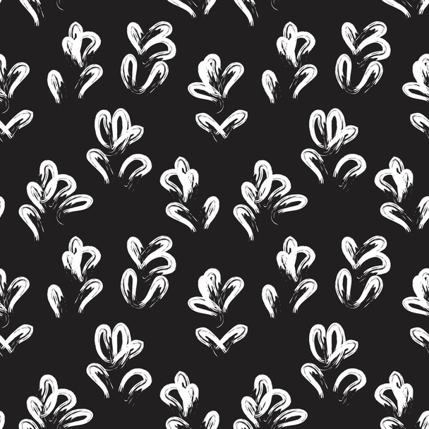 Zwarte en witte bloemen penseelstreken naadloze patroon achtergrond voor mode-prints, afbeeldingen, achtergronden en ambachten - Vector, afbeelding
