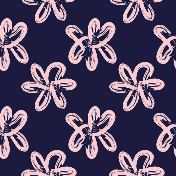 Рожеві та військово-морські Квіткові пензлі безшовний візерунок для модних принтів, графіки, фону та ремесел
 - Вектор, зображення