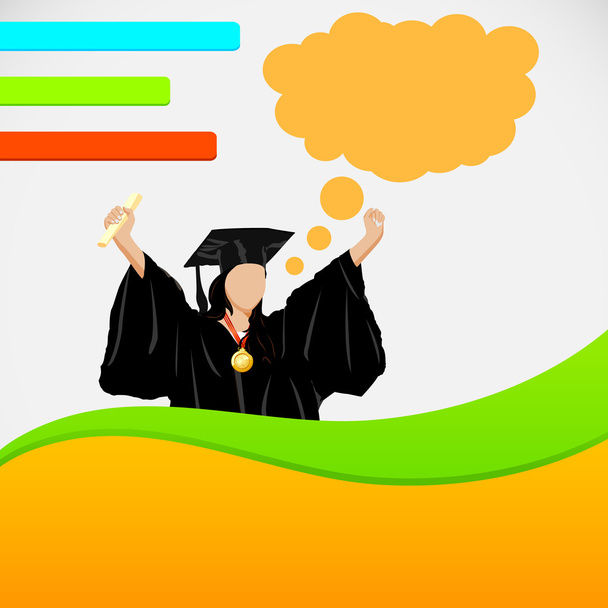 Lady in Graduation gown - Vector, Image