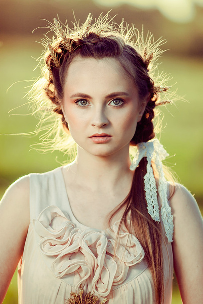 Girl with wheat spikelets - Fotografie, Obrázek