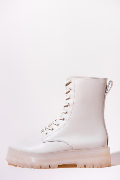 leather warm boot on white background - Фото, изображение