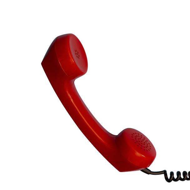 Изолированный телефон подлинного красного ретро-ротационного телефона - Фото, изображение