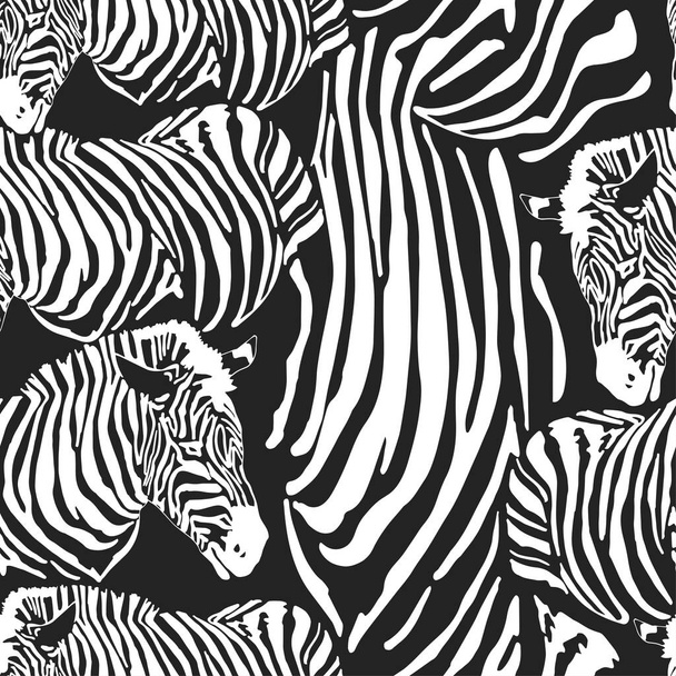 Современная зебра бесшовная болтовня. Дизайн черно-белой ткани. Иллюстрация бесшовного узора зебры, векторная иллюстрация - Вектор,изображение