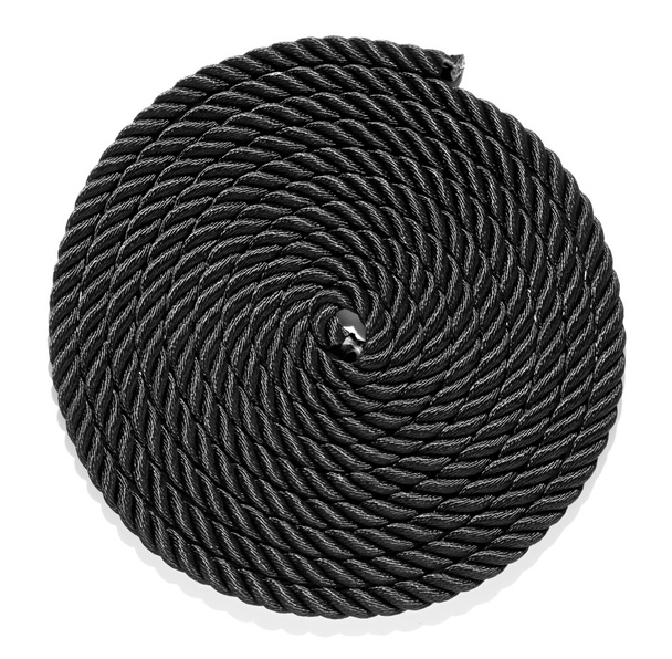 Neatly coiled braided plaited black rope - Photo, Image