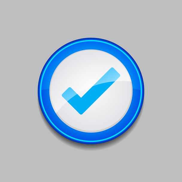 Tick Mark Circular Blue Vector Web Button Icon - Vector, Image