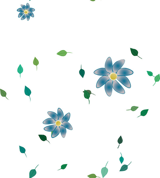 flowers with green leaves in free composition, vector illustration - Vektor, Bild