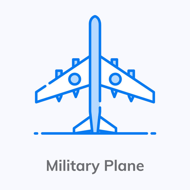 A military airplane icon in flat vector style  - Vector, Imagen