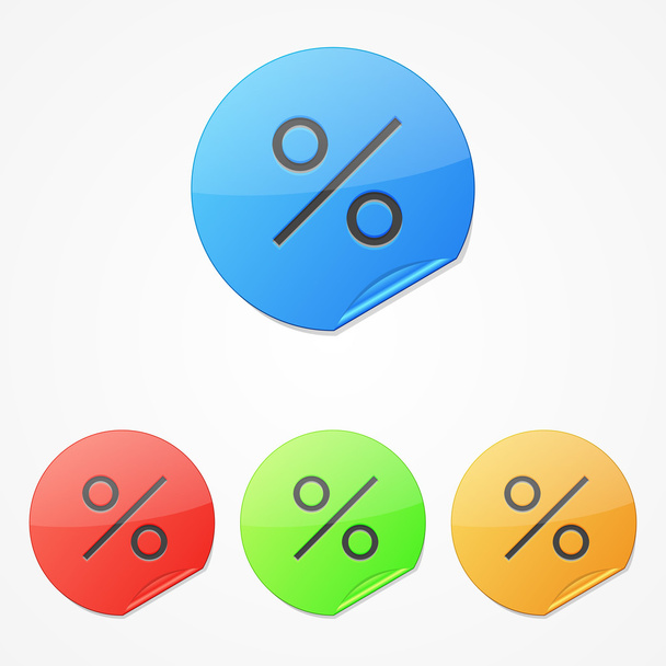 Set of color percentage discount stickers - Vector, afbeelding