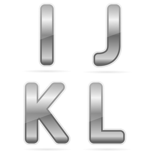 Clean metal alphabet, i, j, k, l - Vector, Imagen