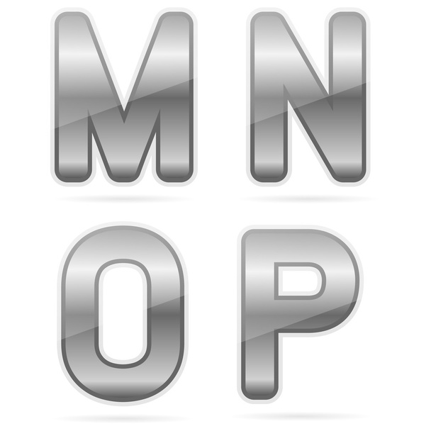 Clean metal alphabet, m, n, o, p - Vettoriali, immagini