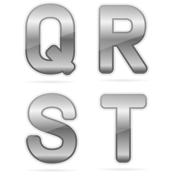 Clean metal alphabet, q, r, s, t - Vector, afbeelding