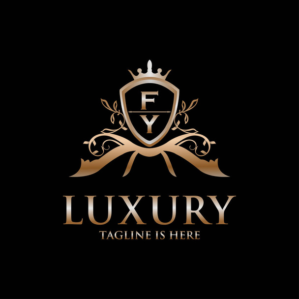 Letter Initial with Royal Luxury Logo Template - Vector, Image