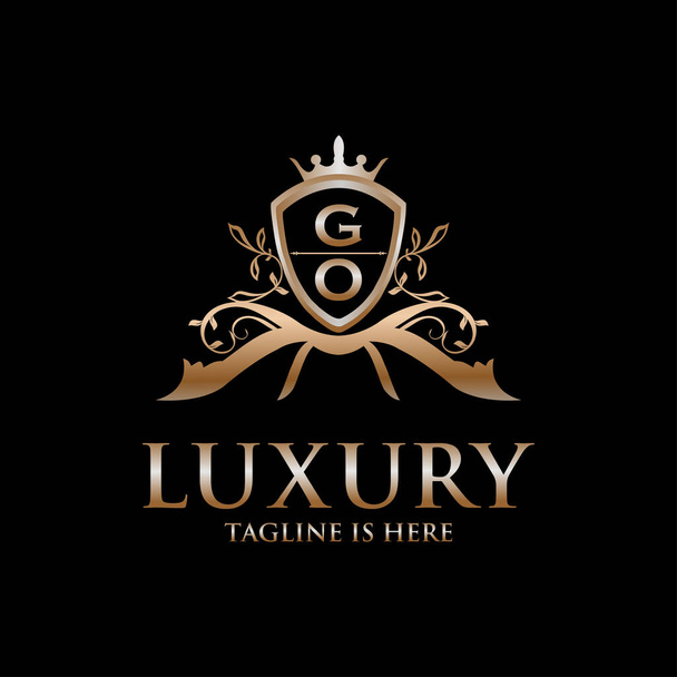 Buchstabe Initial mit königlicher Luxus-Logo-Vorlage - Vektor, Bild