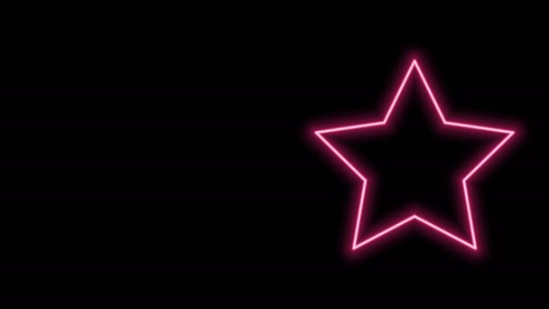 Leuchtende Leuchtschrift Star-Symbol isoliert auf schwarzem Hintergrund. Favorit, beste Bewertung, Auszeichnungssymbol. 4K Video Motion Grafik Animation - Filmmaterial, Video